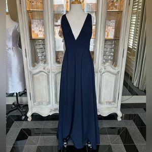Navy gown with matching beaded shawl